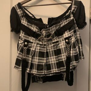 Tripp mini-punk plaid set w corset top